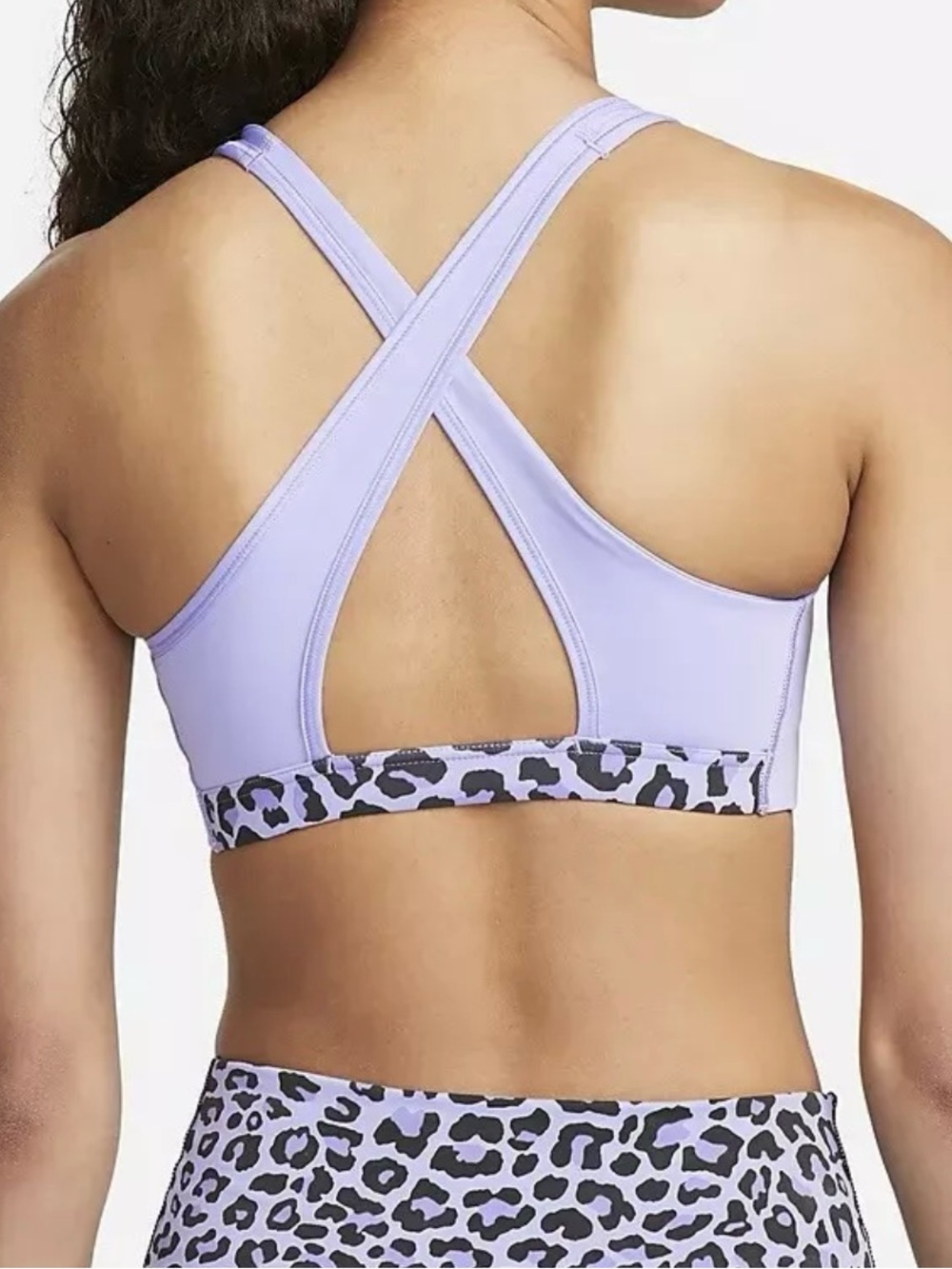 Nike Dri-Fit Swoosh Women’s Leopard Print Sports Bra DM0633-569 Thistle Size L - Picture 2 of 8